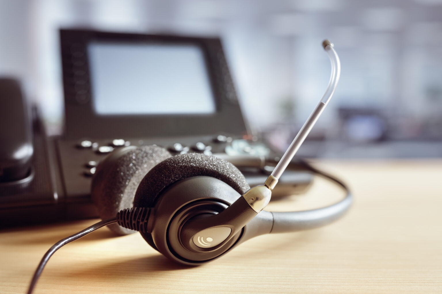 Headset headphones and telephone